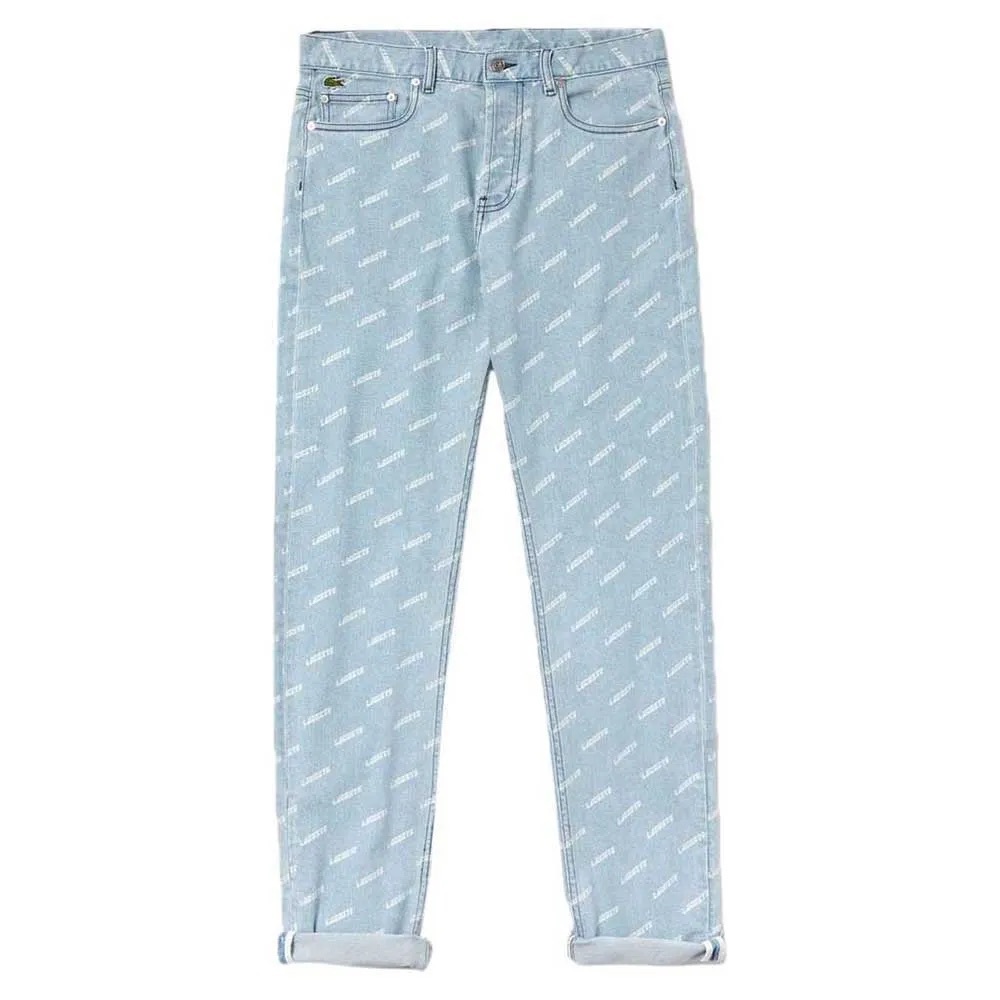 Lacoste Logo Jeans Straight Leg Light Wash Preppy Tenniscore Sporty Luxury